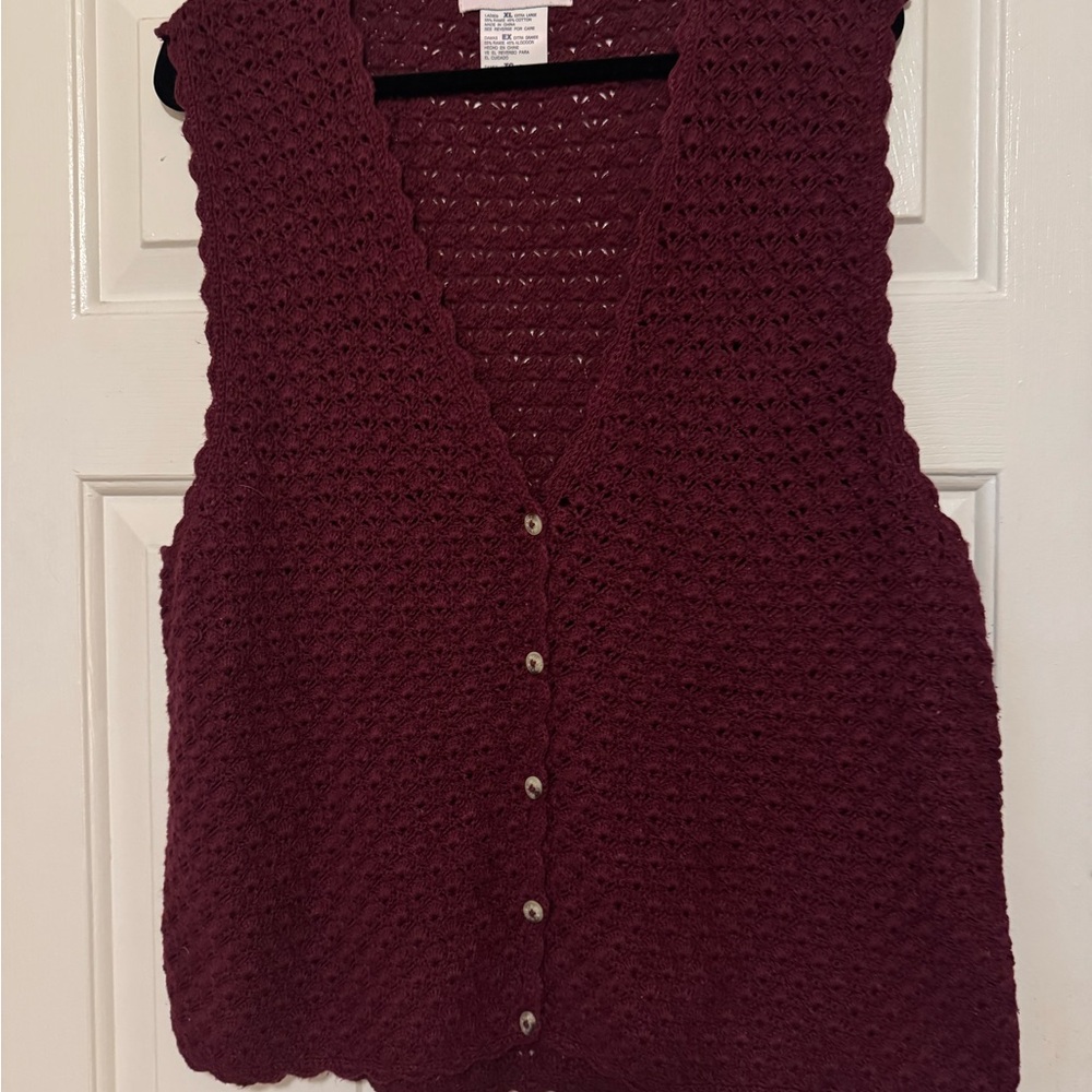 Vintage White Stag Crochet Button Vest